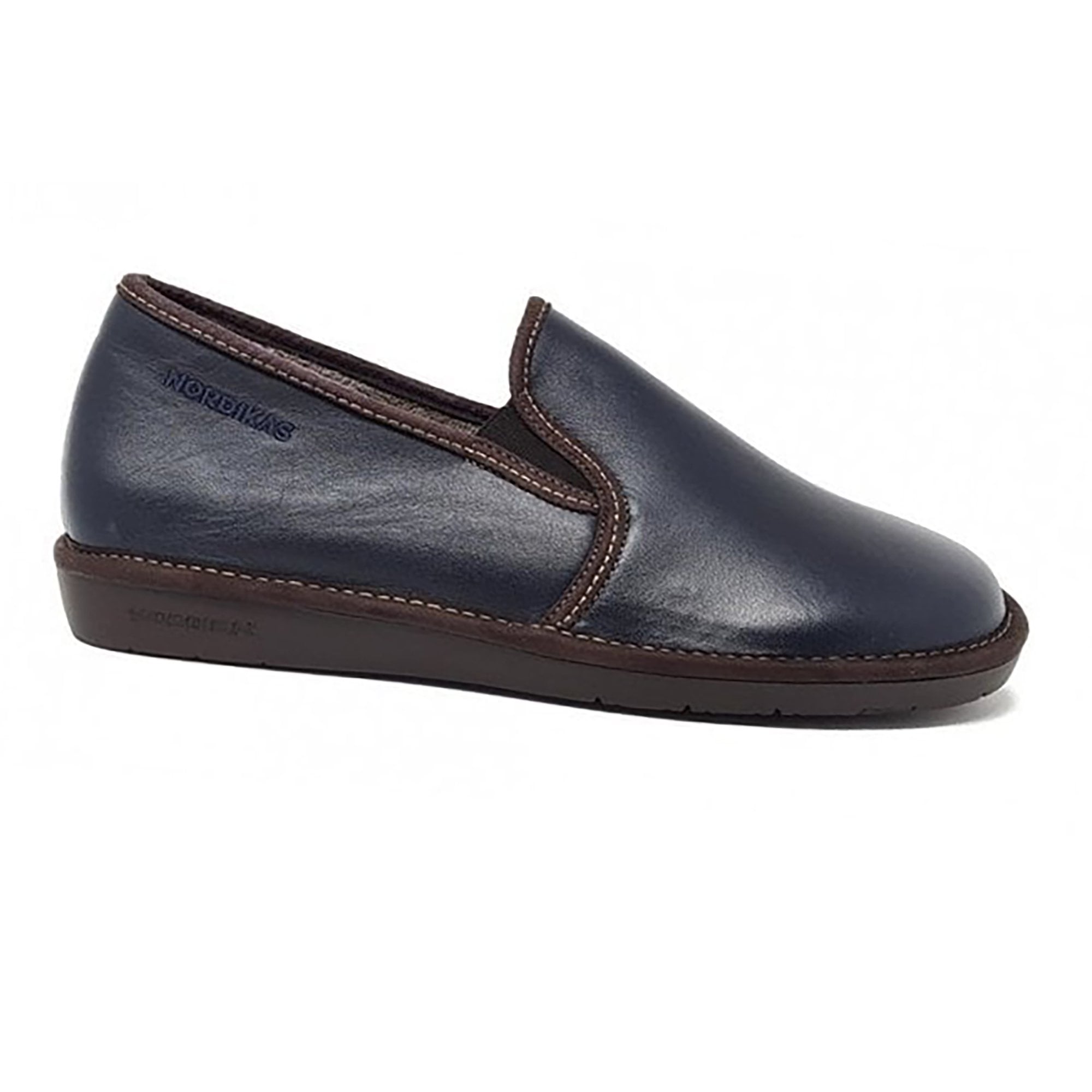 Nordikas Mens 663 Full Leather Slipper - Marino/Blue - image 001 |ww_colour=marino-blue|ww_order=001|