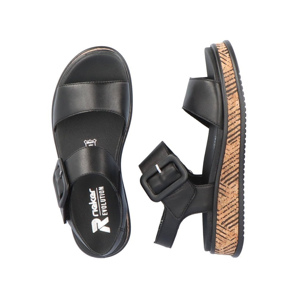 Rieker Hook & Loop Fastening Sandals - Black - image 002 |ww_colour=black|ww_order=002|