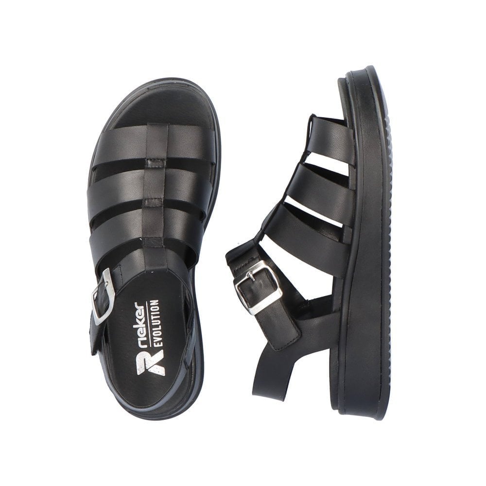 Rieker Hook & Loop Fastening Sandal - Black - image 002 |ww_colour=black|ww_order=002|