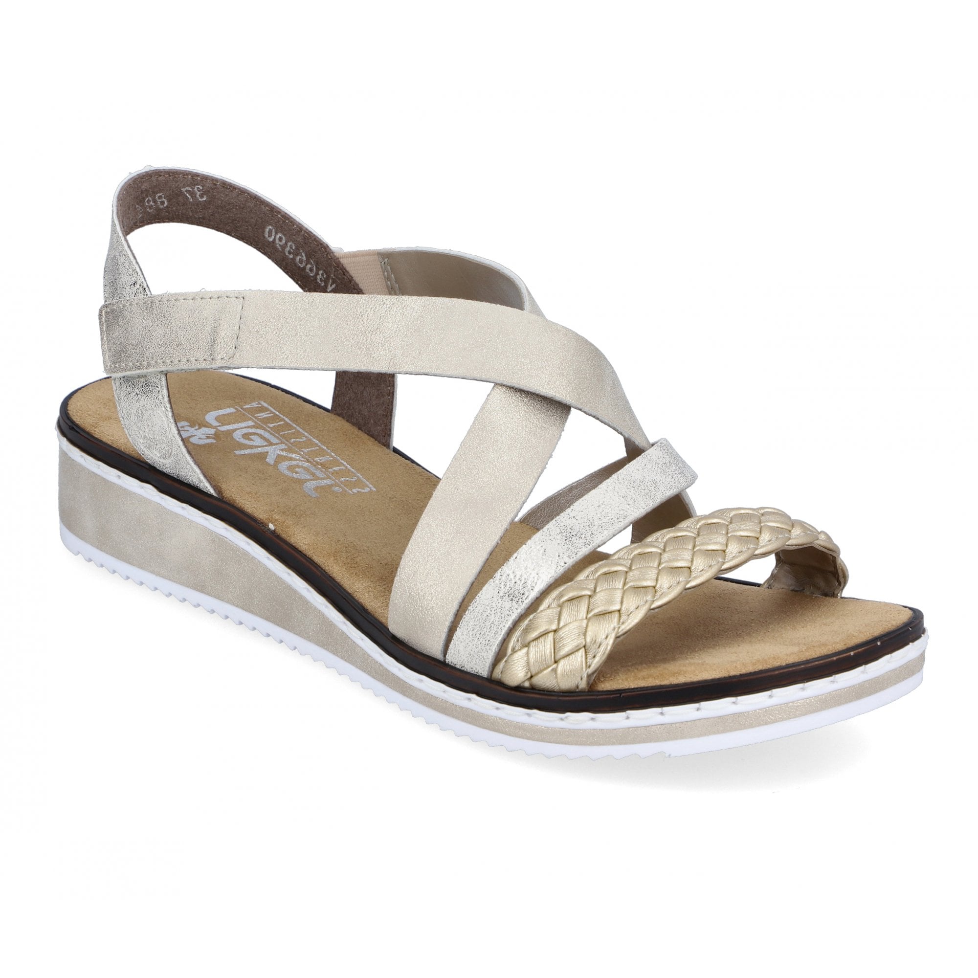 Rieker V3663 Hook & Loop Fastening Sandal - Gold - image 001 |ww_colour=gold|ww_order=001|