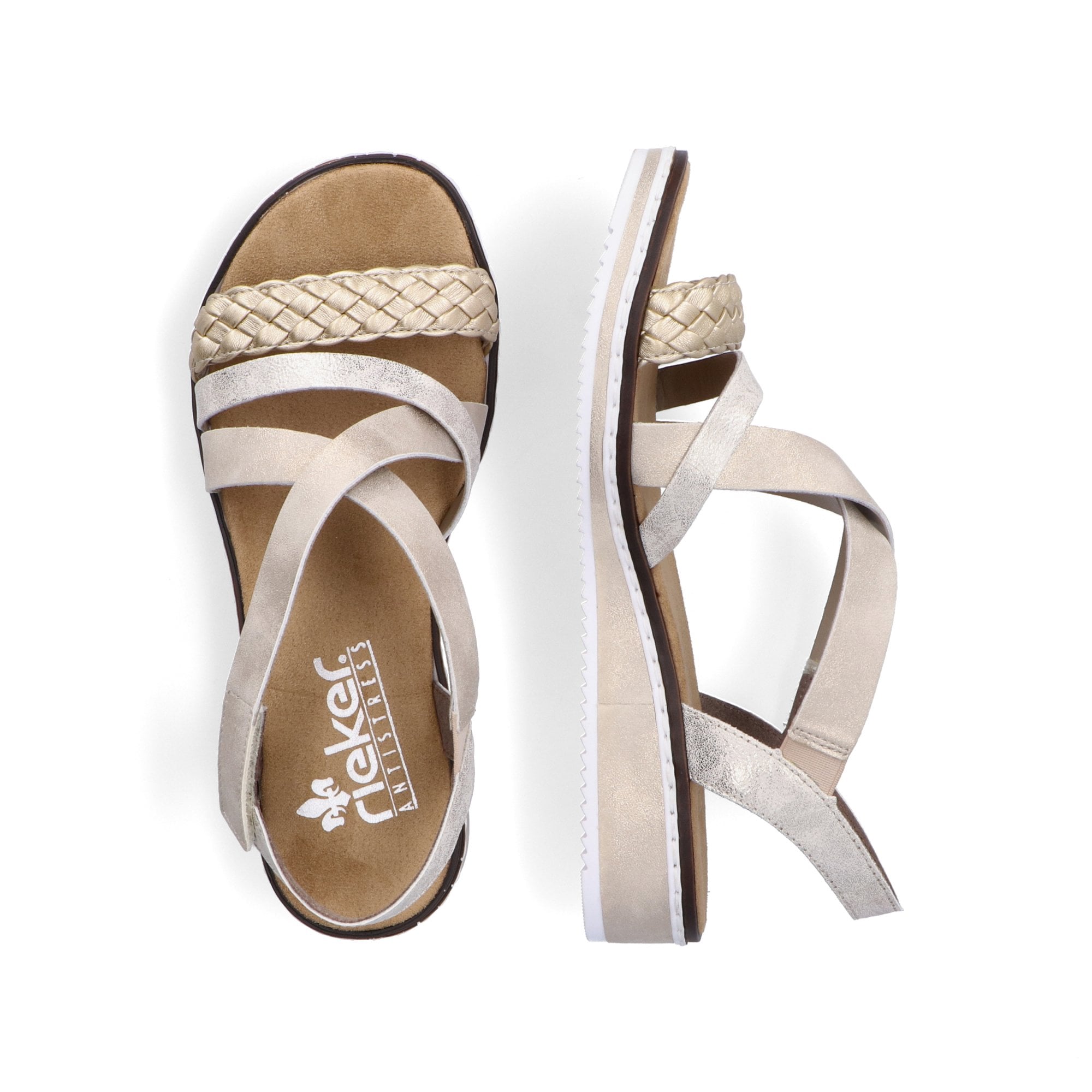 Rieker V3663 Hook & Loop Fastening Sandal - Gold - image 002 |ww_colour=gold|ww_order=002|