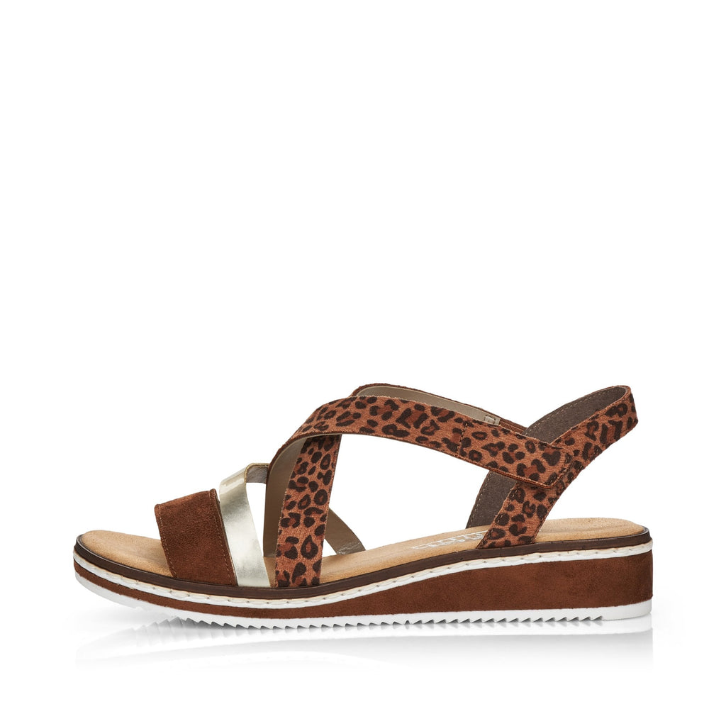 Rieker V3663 Hook & Loop Fastening Sandal - Brown Combi - image 002 |ww_colour=brown-combi|ww_order=002|