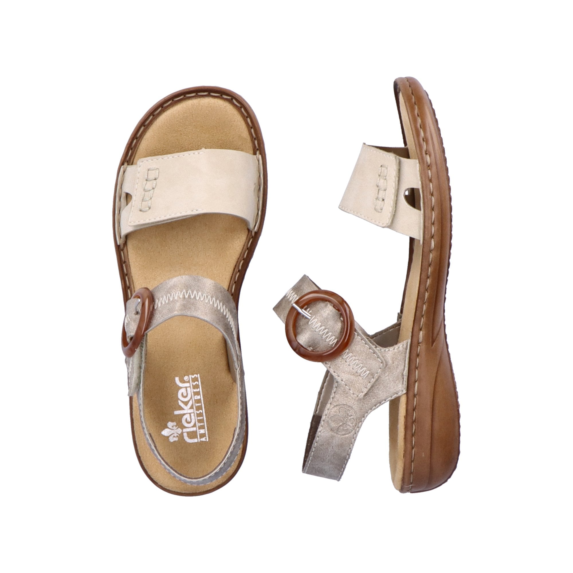 Rieker Sandal with hook and loop fastening - Beige - image 002 |ww_colour=beige|ww_order=002|