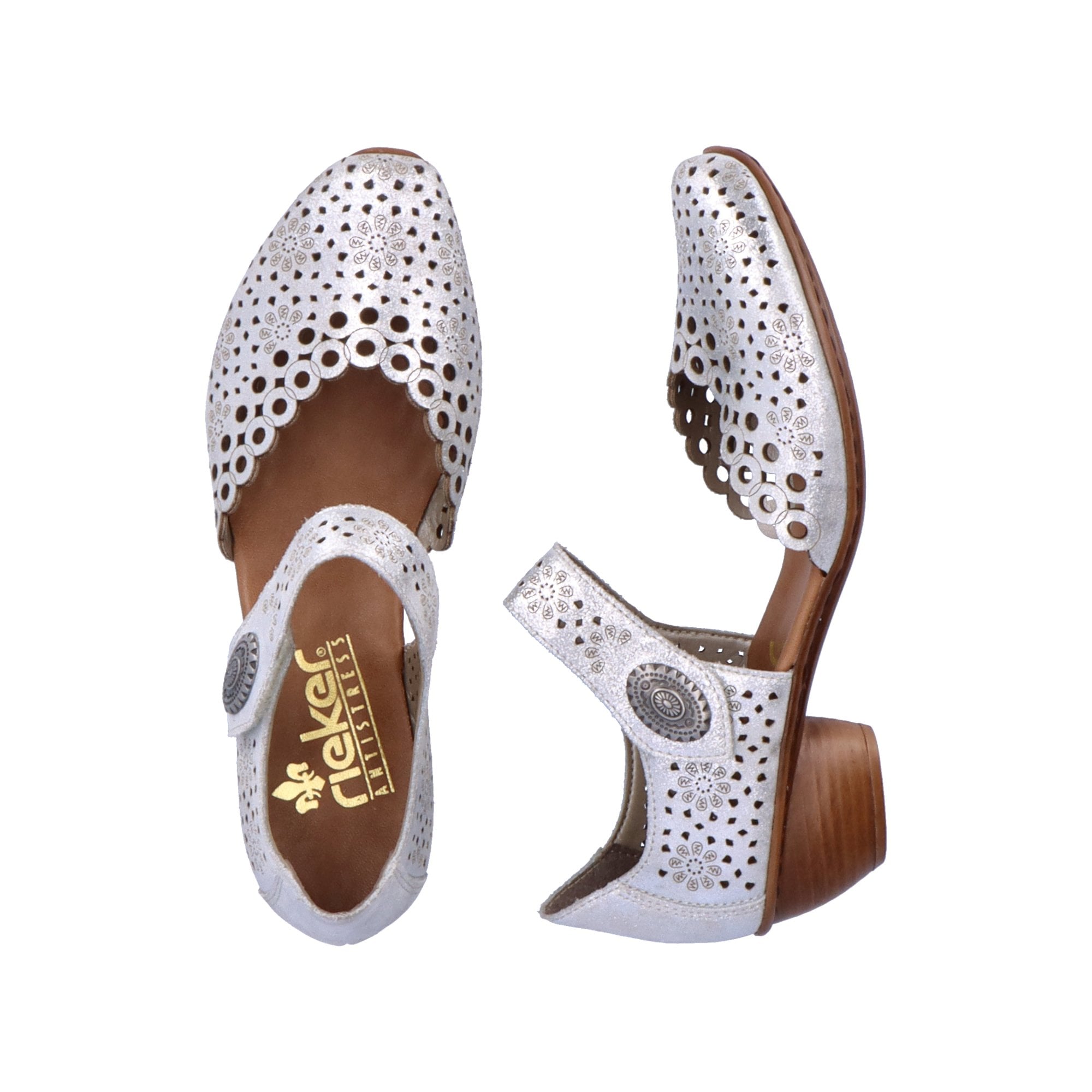 Rieker 43753 Heeled Summer Shoe - silver/platinum - image 002 |ww_colour=silver-platinum|ww_order=002|