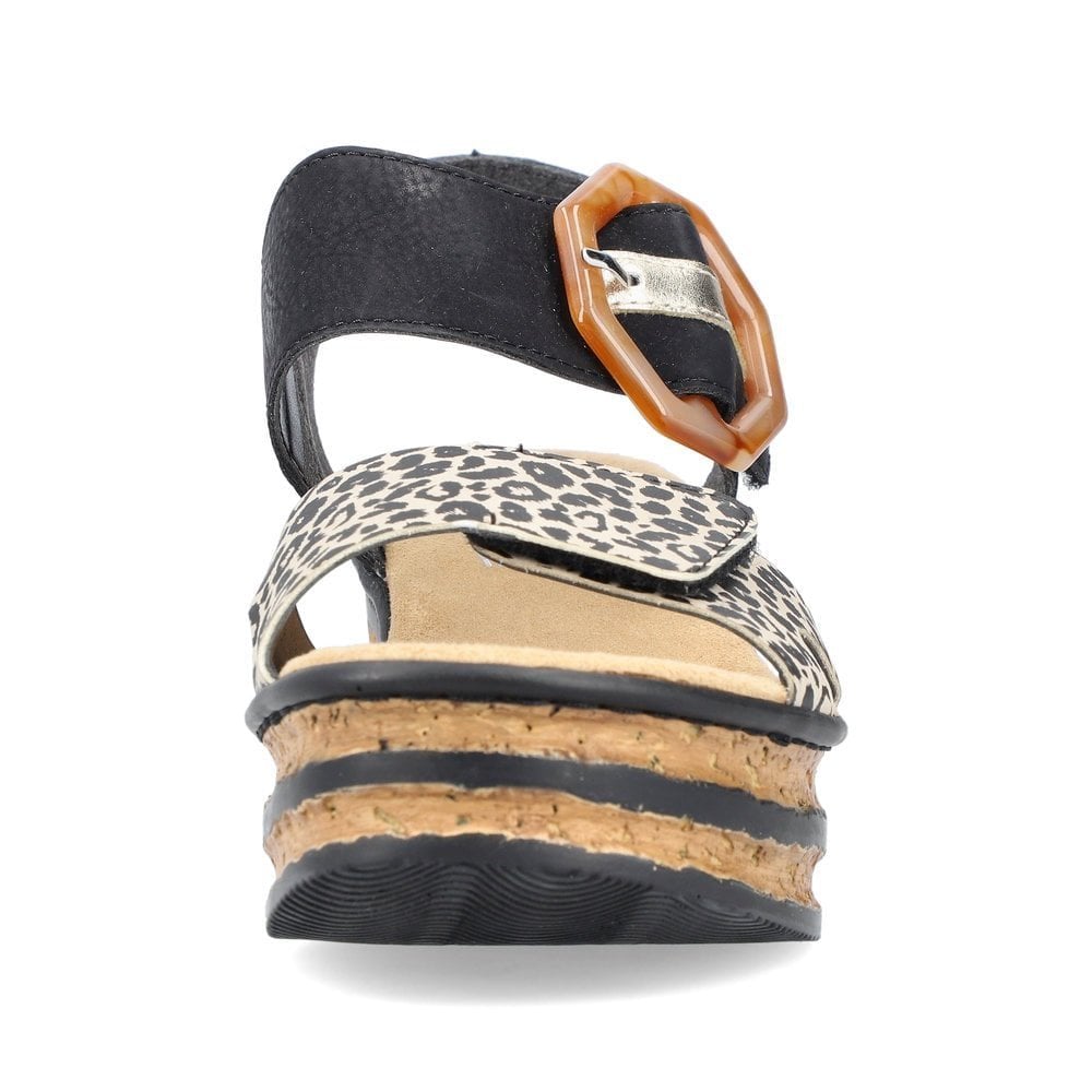 Rieker 68176 Wedge Hook and Loop Fastening Sandal - Black Combi - image 004 |ww_colour=black-combi|ww_order=004|