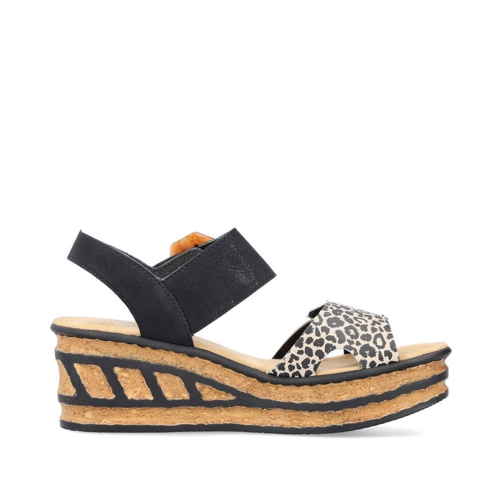 Rieker 68176 Wedge Hook and Loop Fastening Sandal - Black Combi - image 005 |ww_colour=black-combi|ww_order=005|