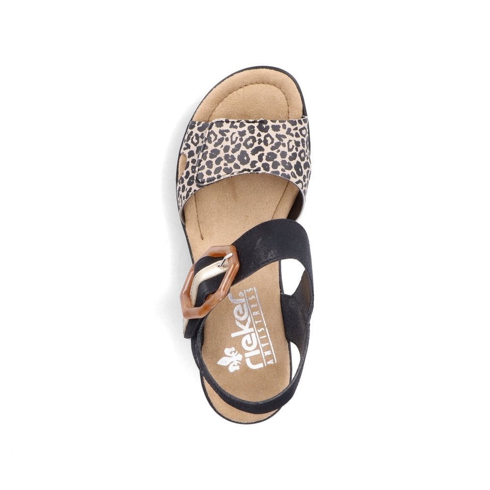 Rieker 68176 Wedge Hook and Loop Fastening Sandal - Black Combi - image 006 |ww_colour=black-combi|ww_order=006|