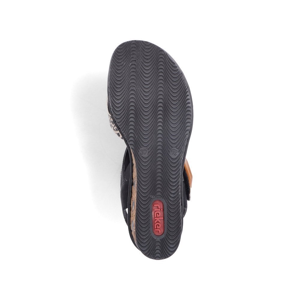 Rieker 68176 Wedge Hook and Loop Fastening Sandal - Black Combi - image 007 |ww_colour=black-combi|ww_order=007|