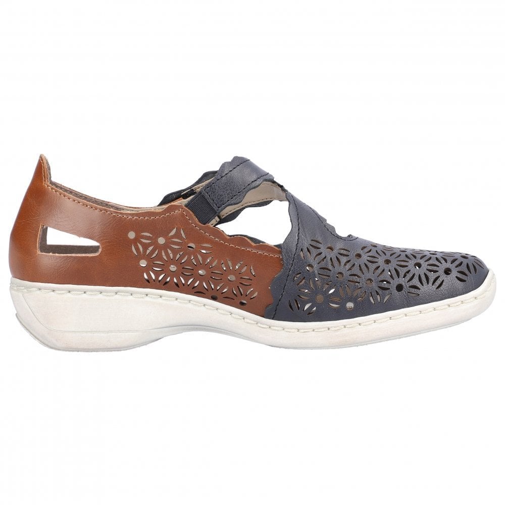 Rieker Hook & Loop Fastening  Summer Shoe - Blue Combi - image 002 |ww_colour=blue-combi|ww_order=002|