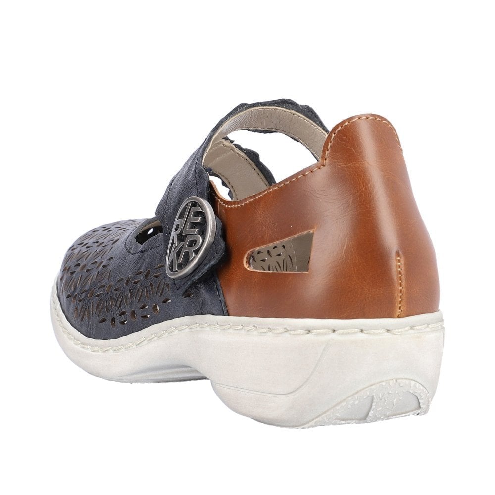 Rieker Hook & Loop Fastening  Summer Shoe - Blue Combi - image 004 |ww_colour=blue-combi|ww_order=004|