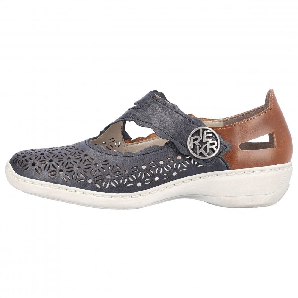 Rieker Hook & Loop Fastening  Summer Shoe - Blue Combi - image 005 |ww_colour=blue-combi|ww_order=005|