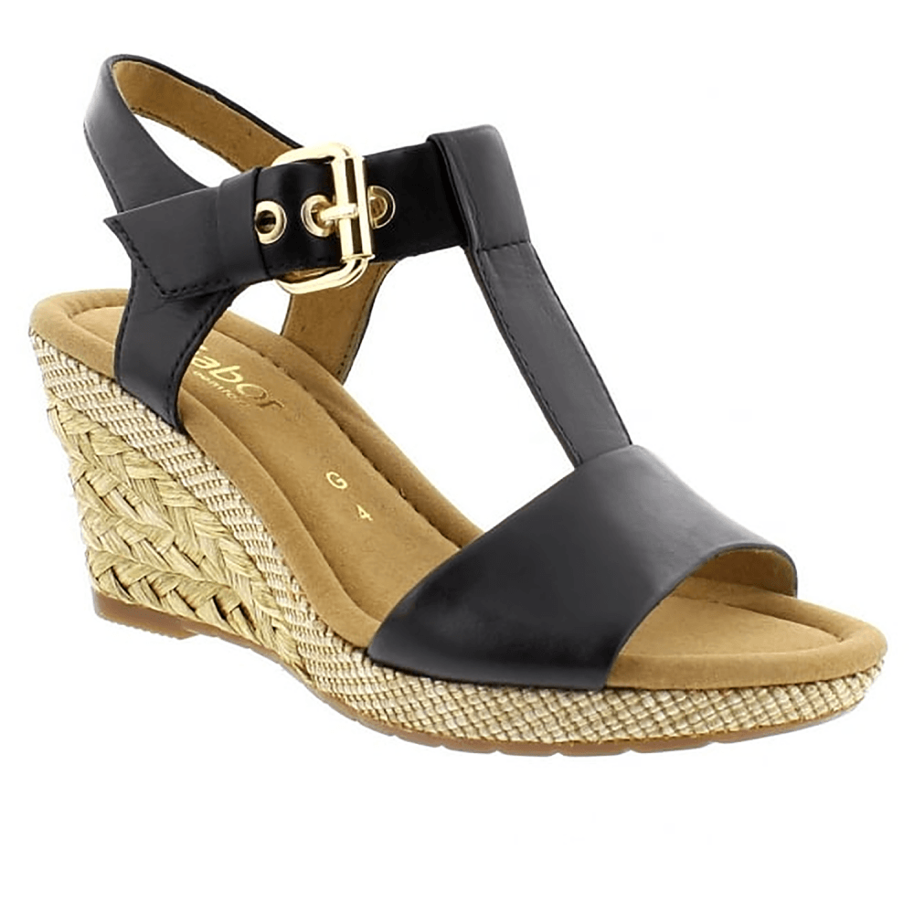 Gabor Karen Wedge Sandal - Black - image 001 |ww_colour=black|ww_order=001|