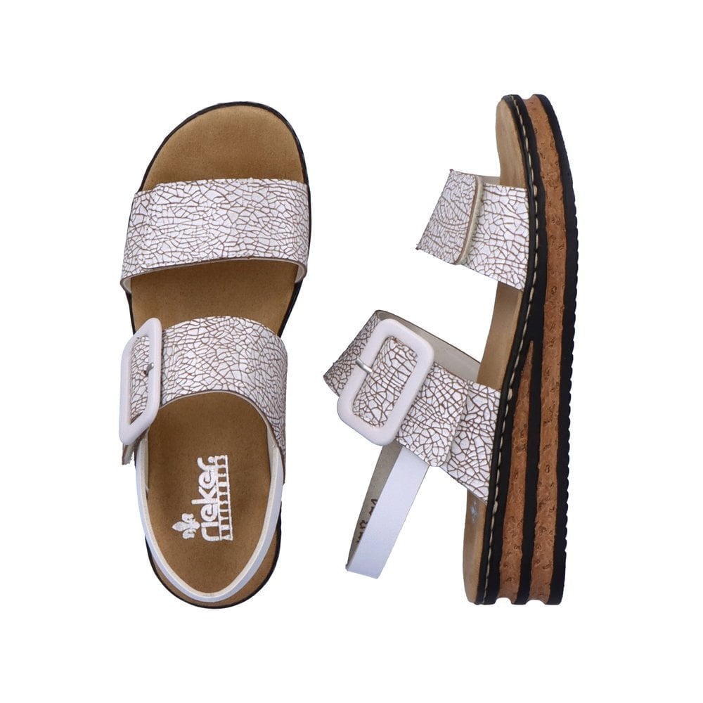Rieker 62950 Hook & Loop Fastening Sandals - White Combi - image 002 |ww_colour=white-combi|ww_order=002|