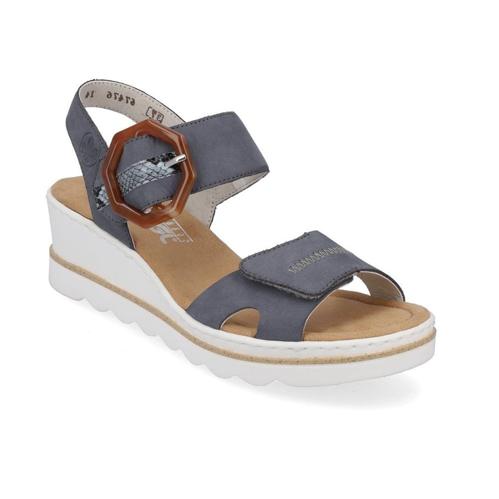 Rieker Wedge Sandal with Hook & Loop Fastening - Blue - image 001 |ww_colour=blue|ww_order=001|