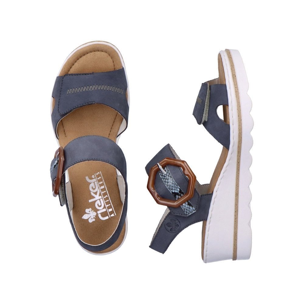 Rieker Wedge Sandal with Hook & Loop Fastening - Blue - image 002 |ww_colour=blue|ww_order=002|