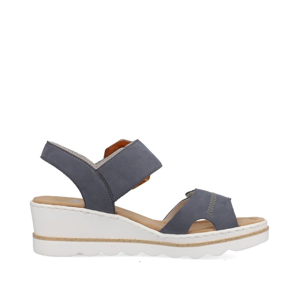 Rieker Wedge Sandal with Hook & Loop Fastening - Blue - image 003 |ww_colour=blue|ww_order=003|