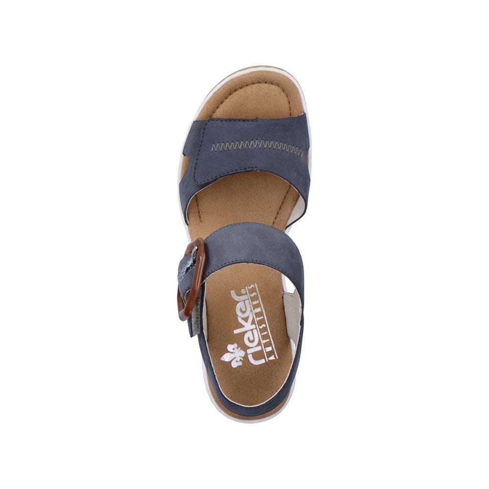 Rieker Wedge Sandal with Hook & Loop Fastening - Blue - image 006 |ww_colour=blue|ww_order=006|
