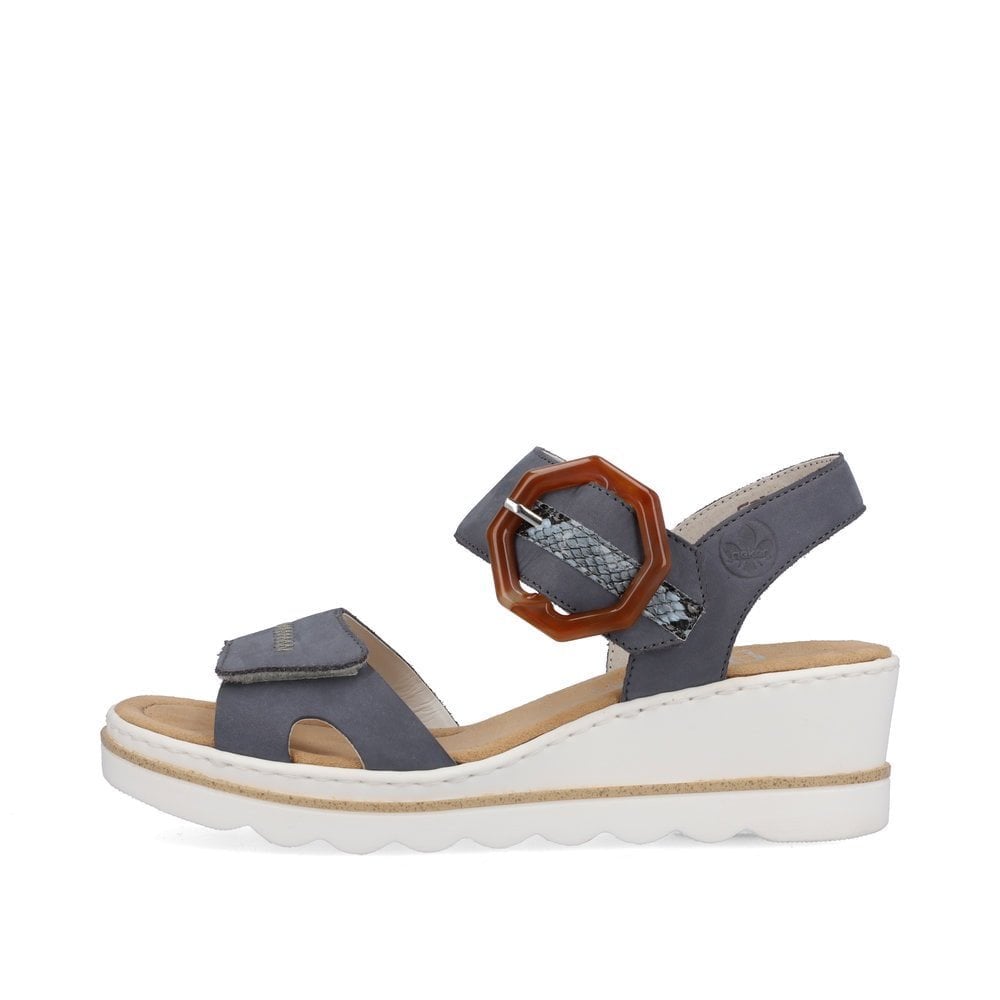 Rieker Wedge Sandal with Hook & Loop Fastening - Blue - image 008 |ww_colour=blue|ww_order=008|