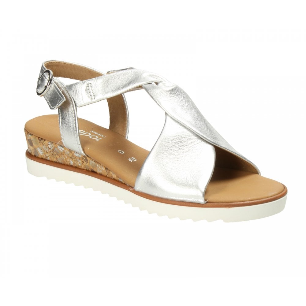 Gabor Rich Low Wedge Sandal - Silver - image 001 |ww_colour=silver|ww_order=001|
