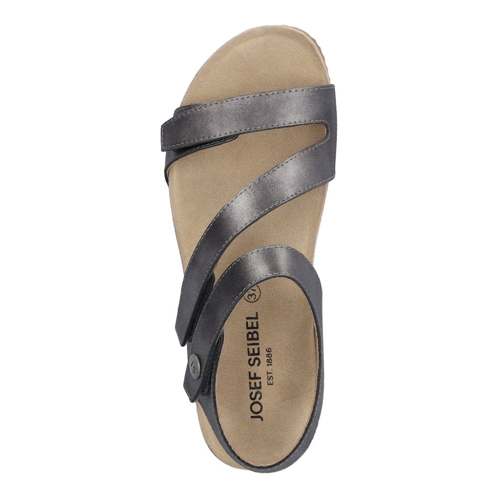 Josef Seibel Tonga 25, 3 Hook & Loop Fastening Strap Sandal - Anthracite - image 002 |ww_colour=anthracite|ww_order=002|