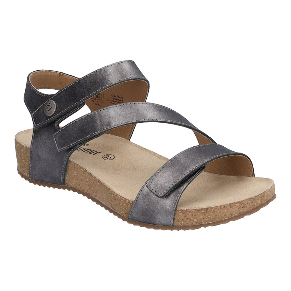 Josef Seibel Tonga 25, 3 Hook & Loop Fastening Strap Sandal - Anthracite - image 001 |ww_colour=anthracite|ww_order=001|