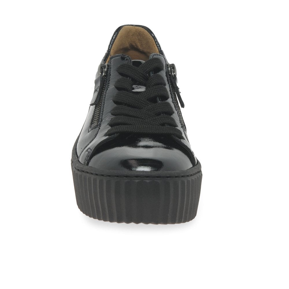 Gabor Dolly Lace/Zip Up Trainers - Black Patent - image 002 |ww_colour=black-patent|ww_order=002|
