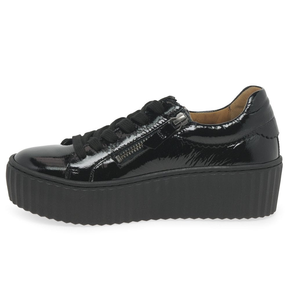Gabor Dolly Lace/Zip Up Trainers - Black Patent - image 004 |ww_colour=black-patent|ww_order=004|