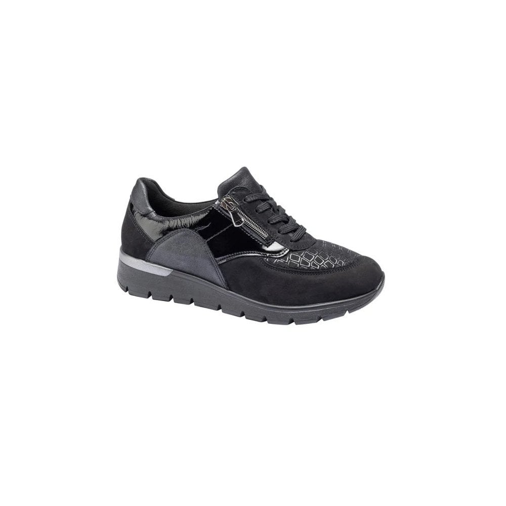 Waldlaufer K Ramona Wide Fit Lace Up/Zip Fastening Shoe - Black - image 001 |ww_colour=black|ww_order=001|