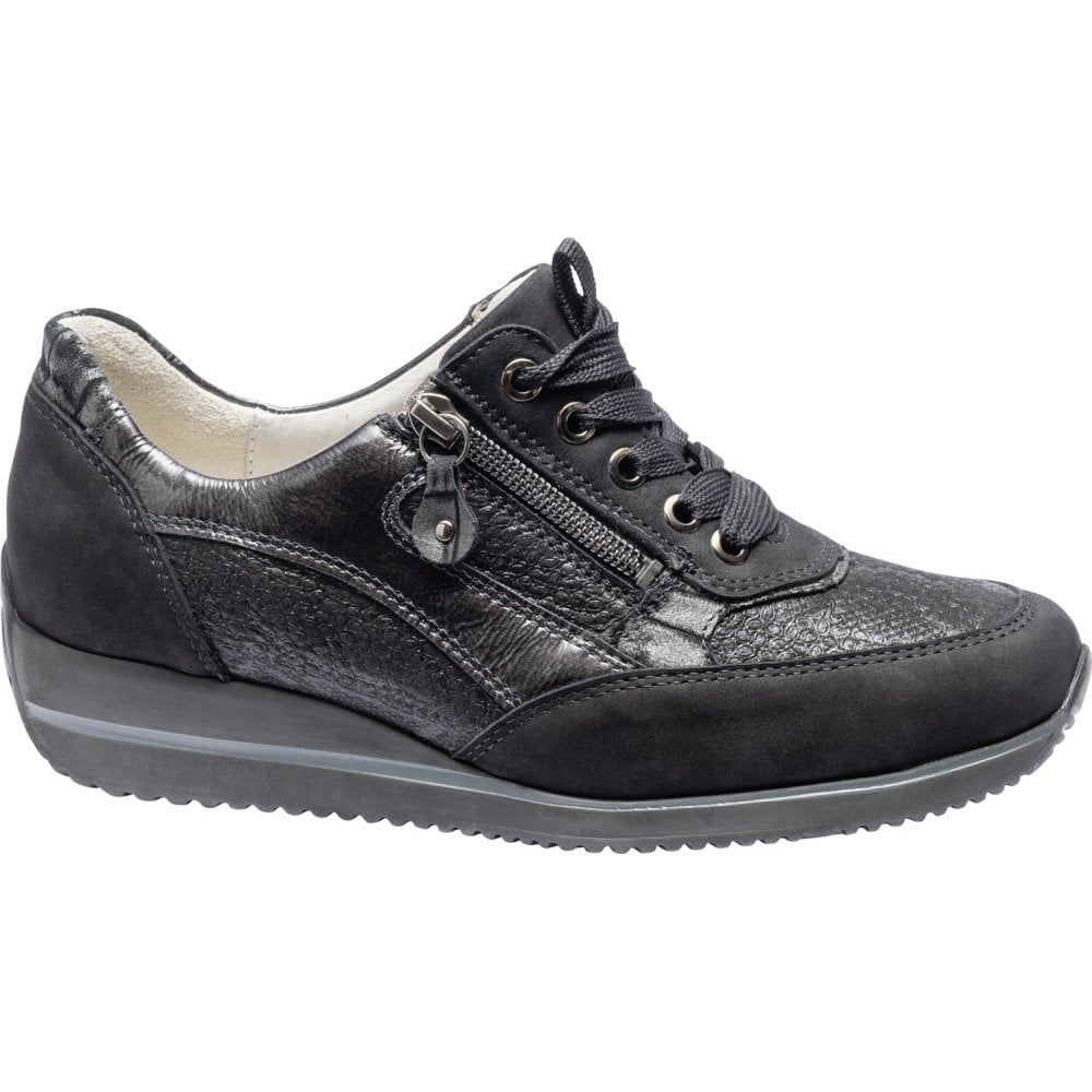 Waldlaufer Himona Lace/Zip Up Trainer - Black - image 001 |ww_colour=black|ww_order=001|