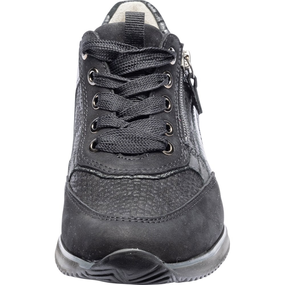 Waldlaufer Himona Lace/Zip Up Trainer - Black - image 003 |ww_colour=black|ww_order=003|