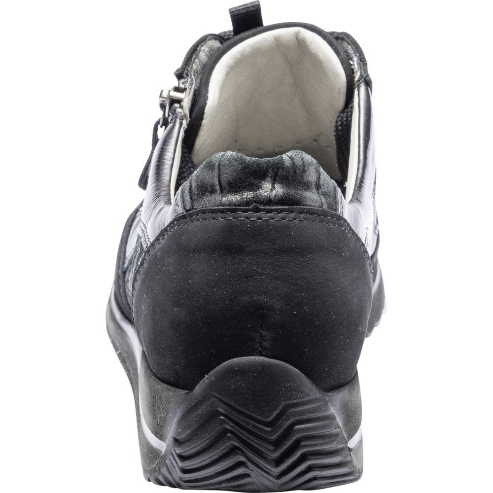 Waldlaufer Himona Lace/Zip Up Trainer - Black - image 004 |ww_colour=black|ww_order=004|