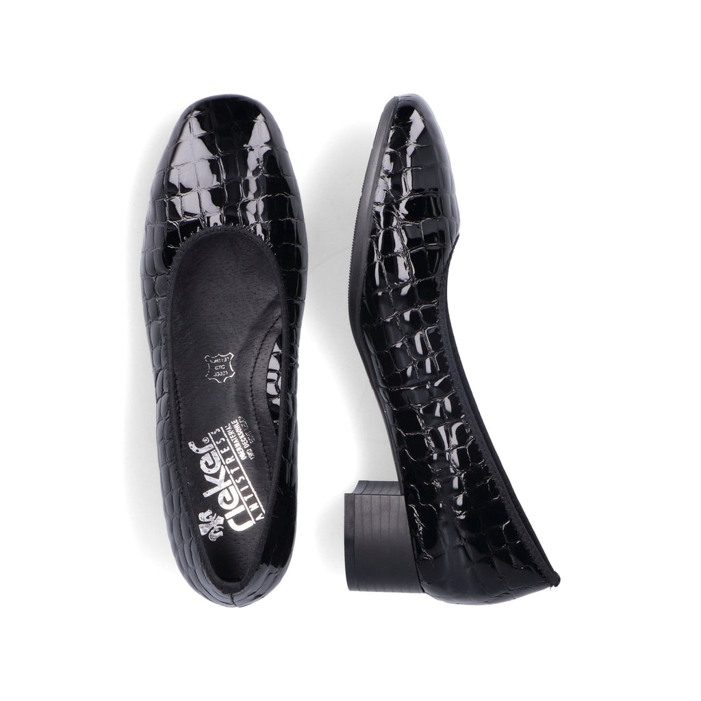 Rieker Leather Heeled Court Shoe - Black - image 003 |ww_colour=black|ww_order=003|
