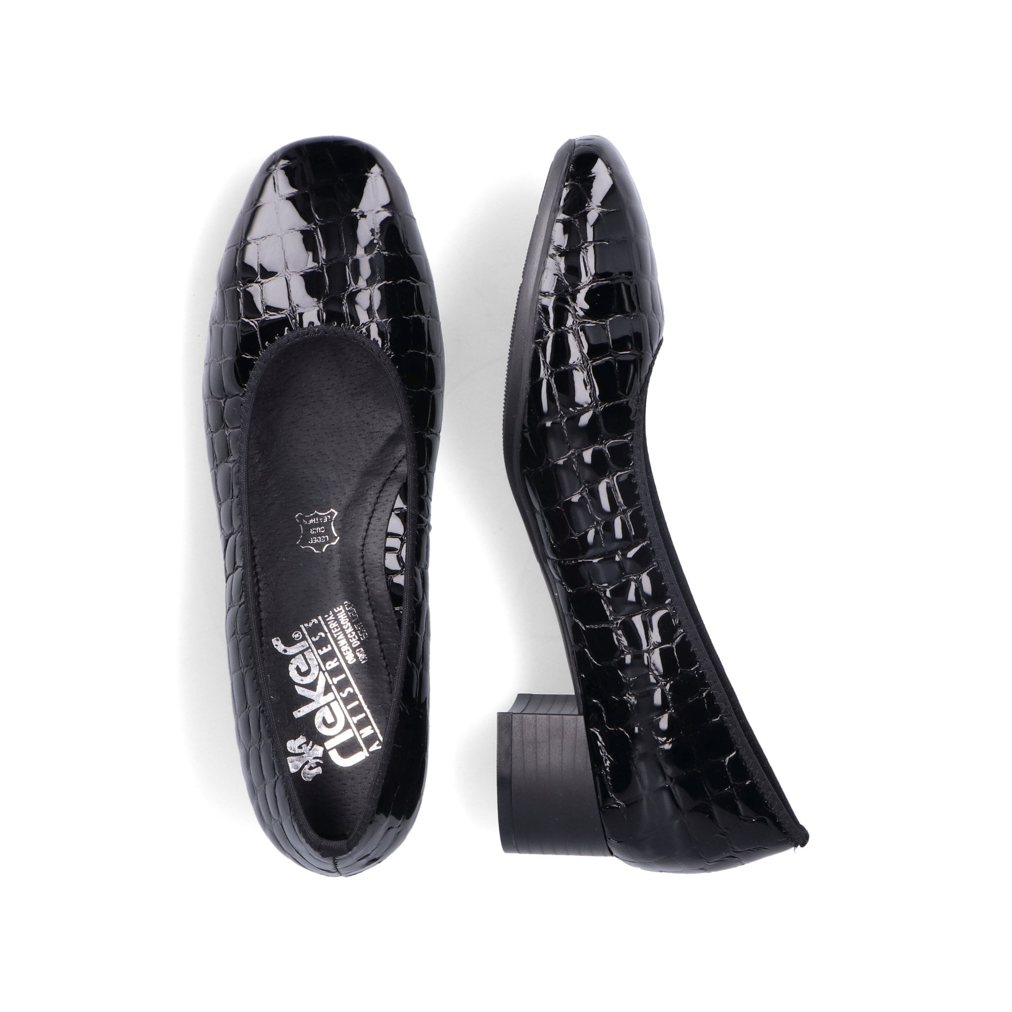 Rieker Leather Heeled Court Shoe - Black - image 003 |ww_colour=black|ww_order=003|