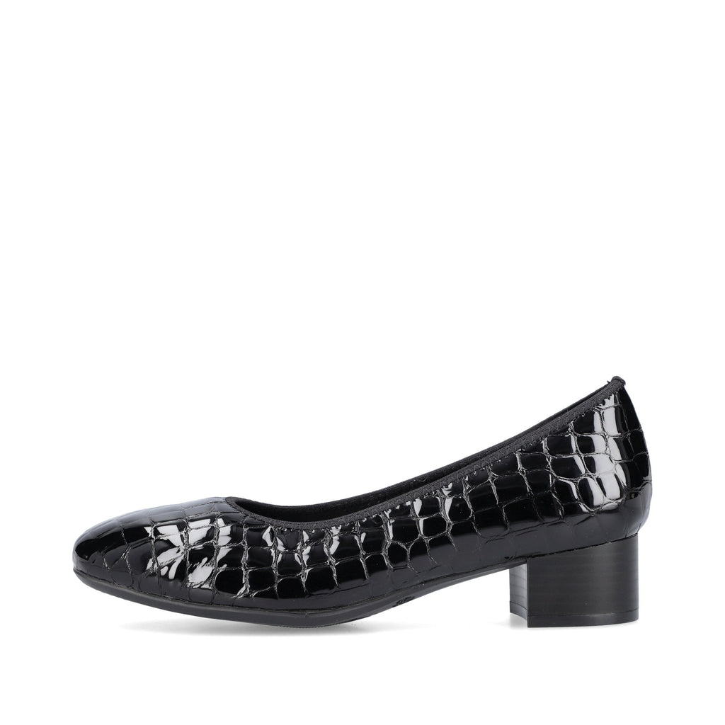 Rieker Leather Heeled Court Shoe - Black - image 008 |ww_colour=black|ww_order=008|