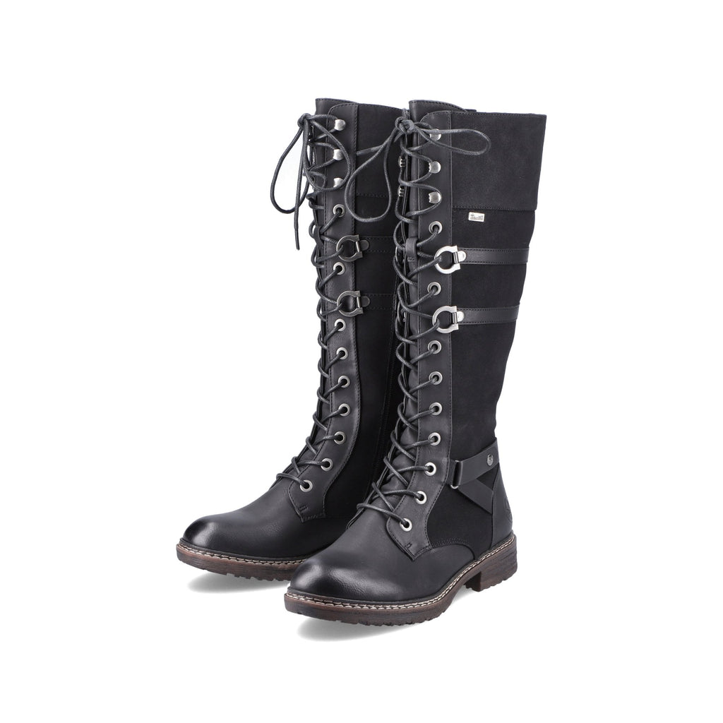 Rieker 94732 Long Lace Up/Zip Boot - Black - image 002 |ww_colour=black|ww_order=002|