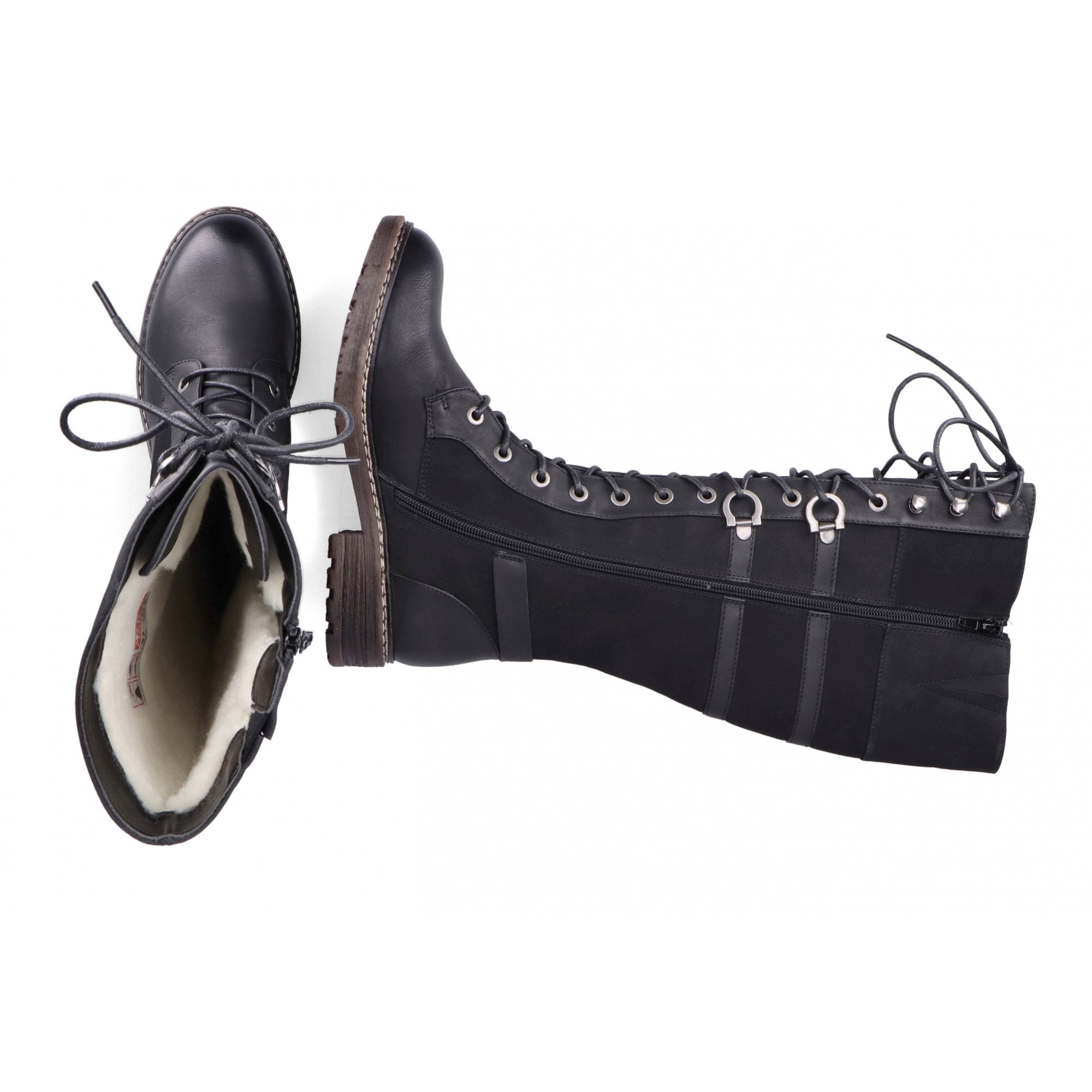 Rieker 94732 Long Lace Up/Zip Boot - Black - image 003 |ww_colour=black|ww_order=003|