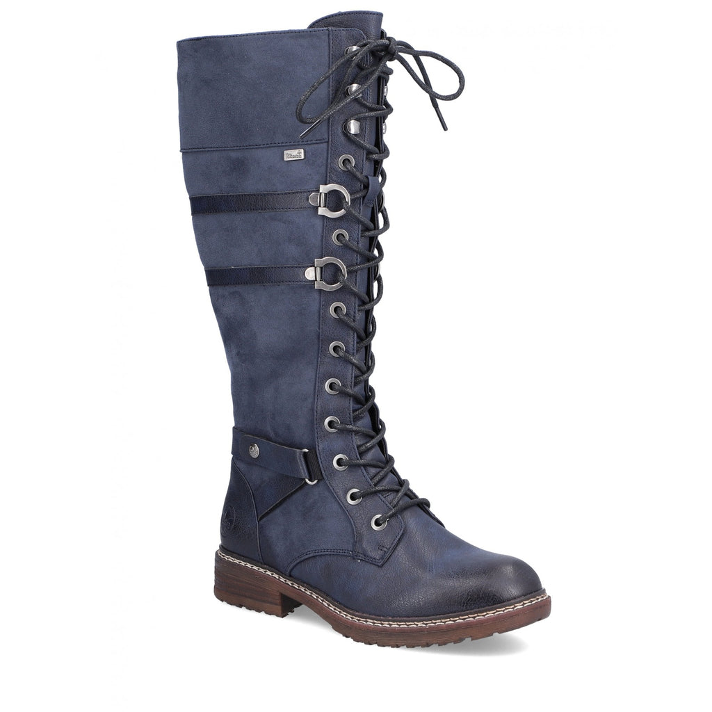 Rieker 94732 Long Lace Up/Zip Boot - Blue - image 001 |ww_colour=blue|ww_order=001|