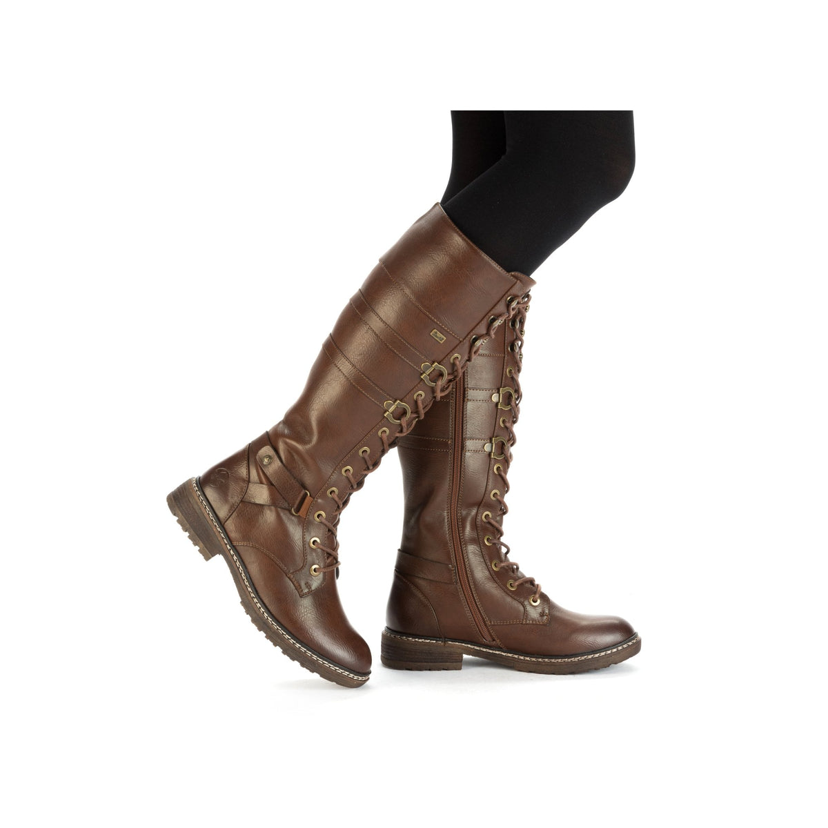 Rieker 94732 Long Lace Up/Zip Boot - Tan - image 003 |ww_colour=tan|ww_order=003|