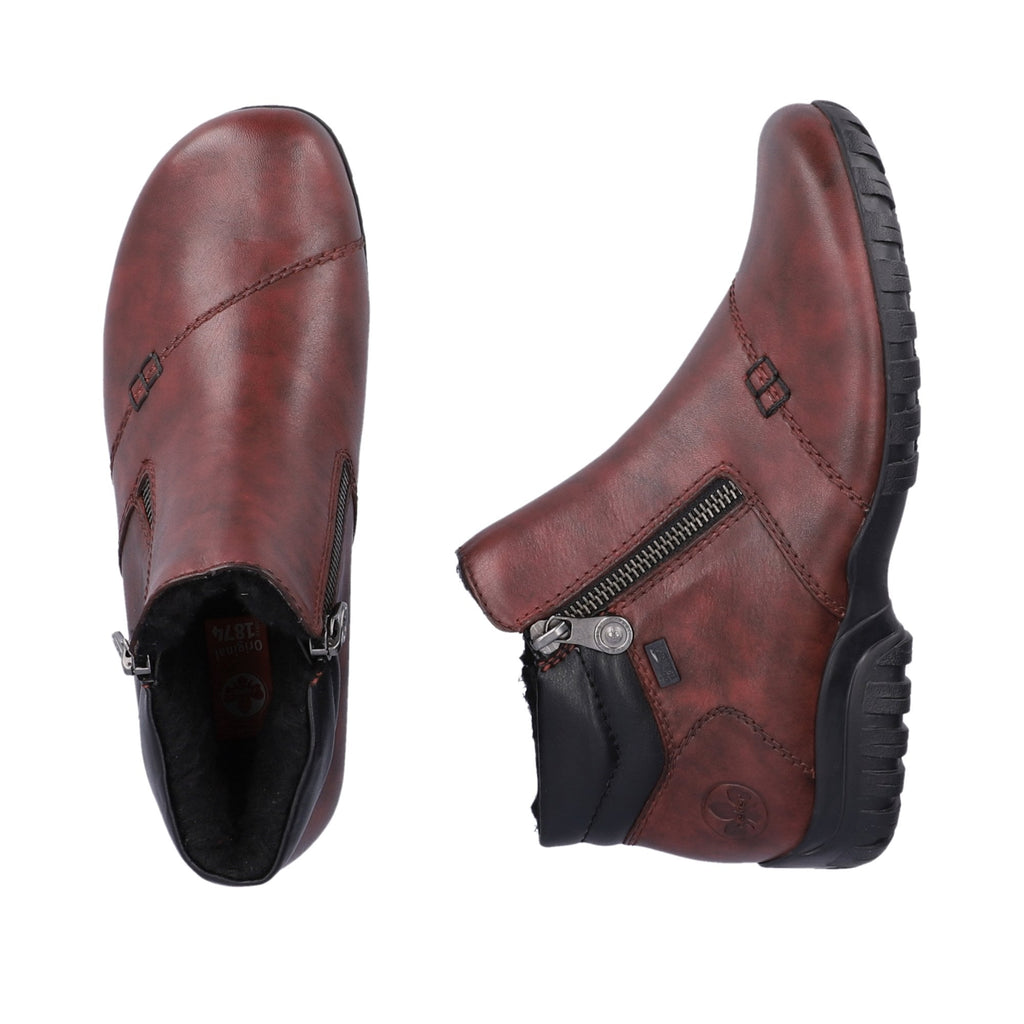 Rieker L4655 Zip Up Ankle Booties - Red - image 003 |ww_colour=red|ww_order=003|