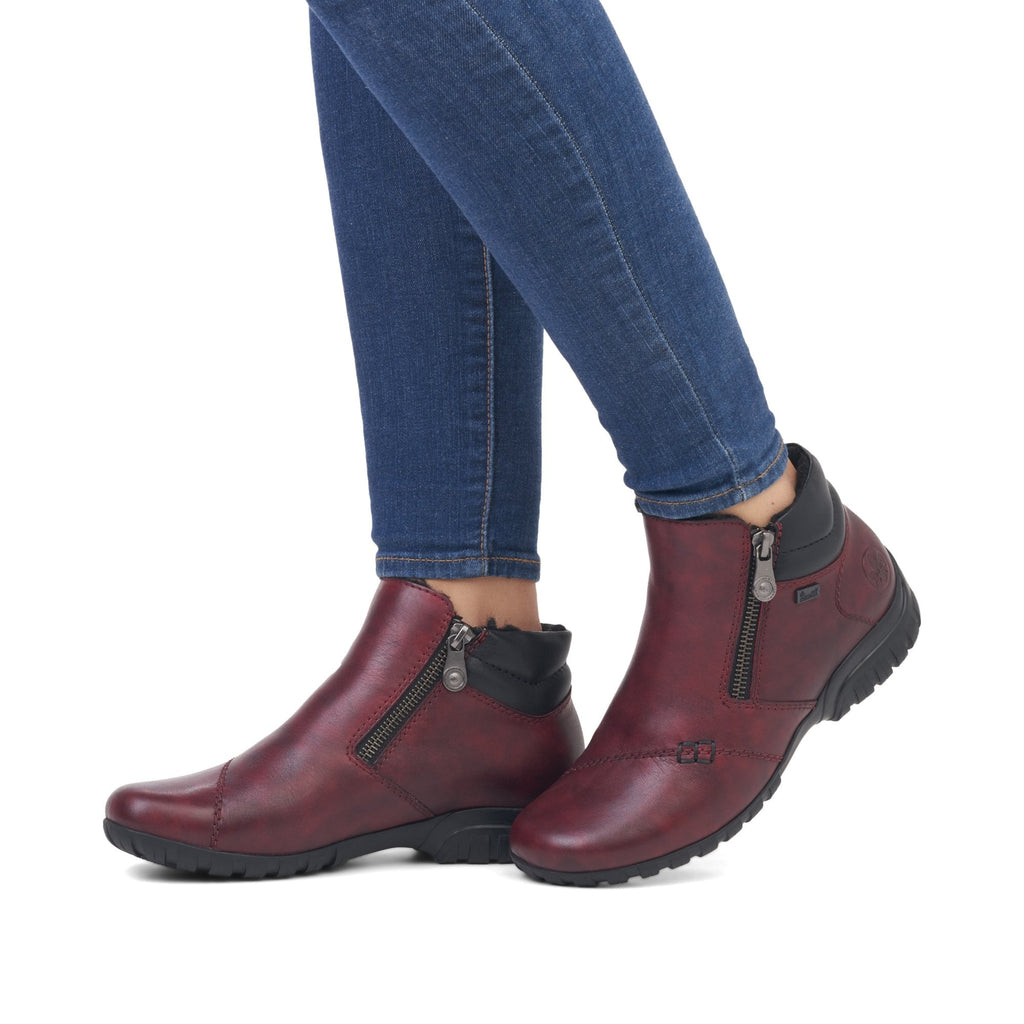 Rieker L4655 Zip Up Ankle Booties - Red - image 004 |ww_colour=red|ww_order=004|