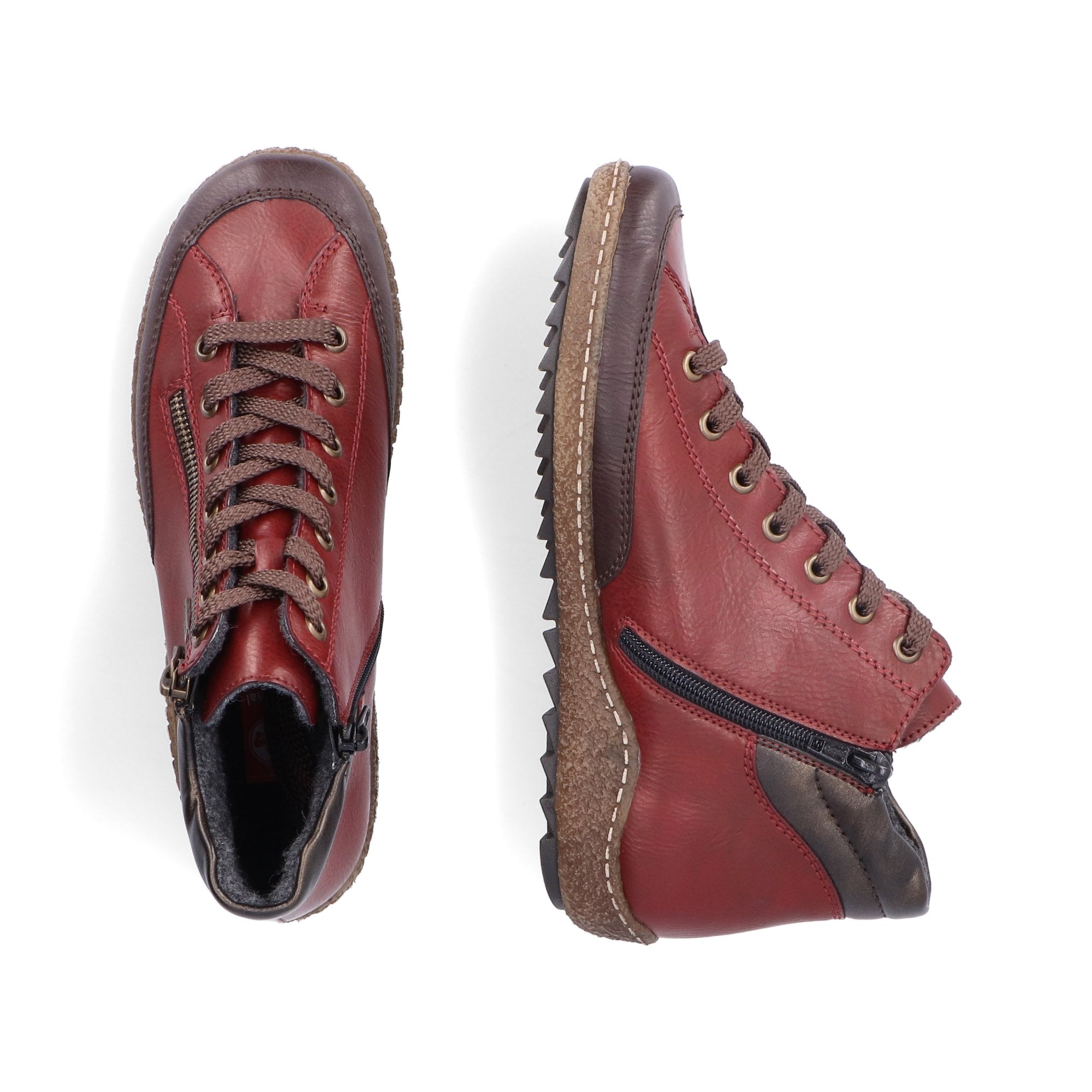 Rieker L7500 Lace/Zip Up Ankle Boot - Red - image 003 |ww_colour=red|ww_order=003|