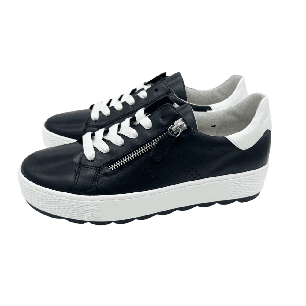 Gabor Quench - Casual Leather Lace Up/Zip Shoe - Midnight - image 002 |ww_colour=midnight|ww_order=002|