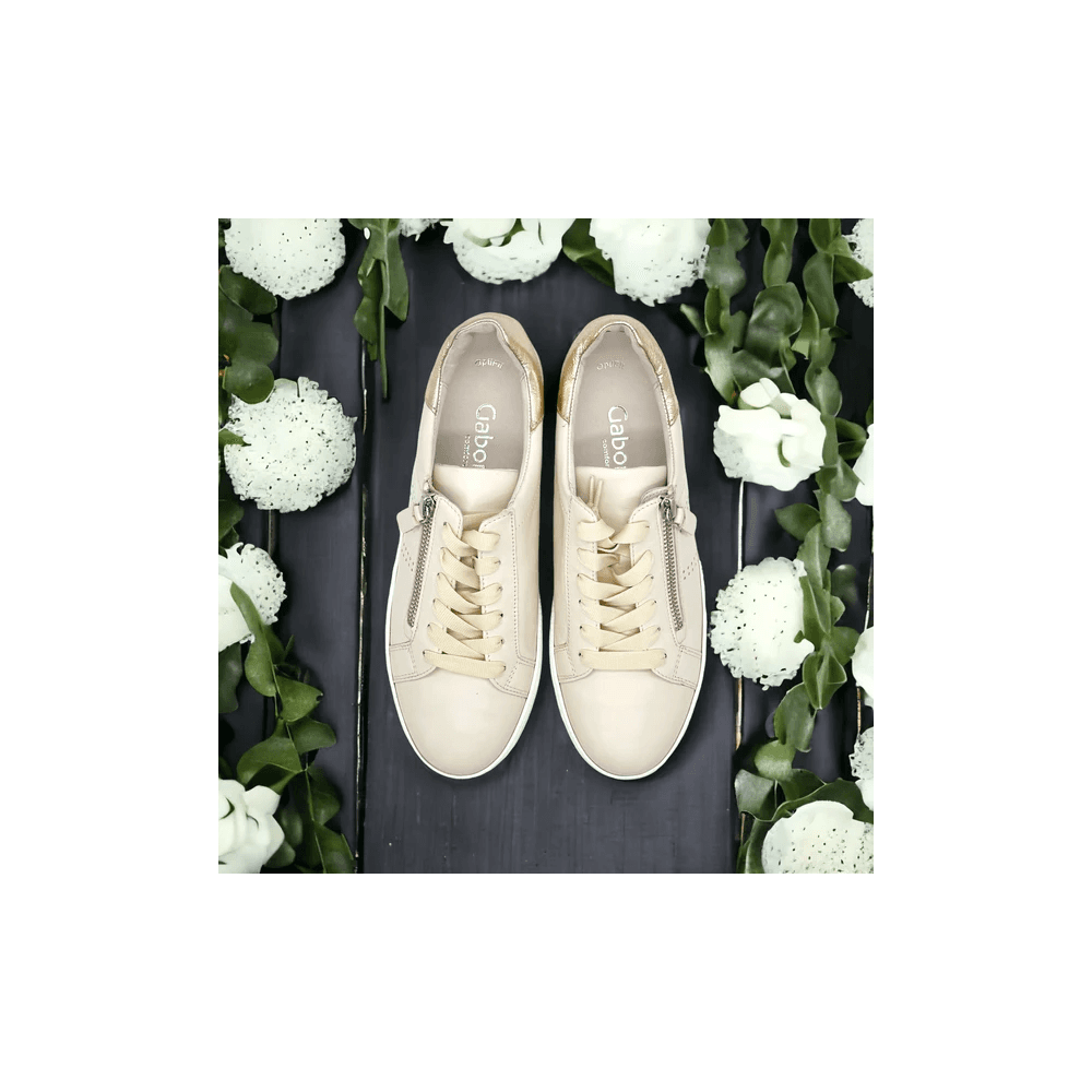 Gabor Quench - Casual Leather Lace Up/Zip Shoe - Ivory - image 002 |ww_colour=ivory|ww_order=002|