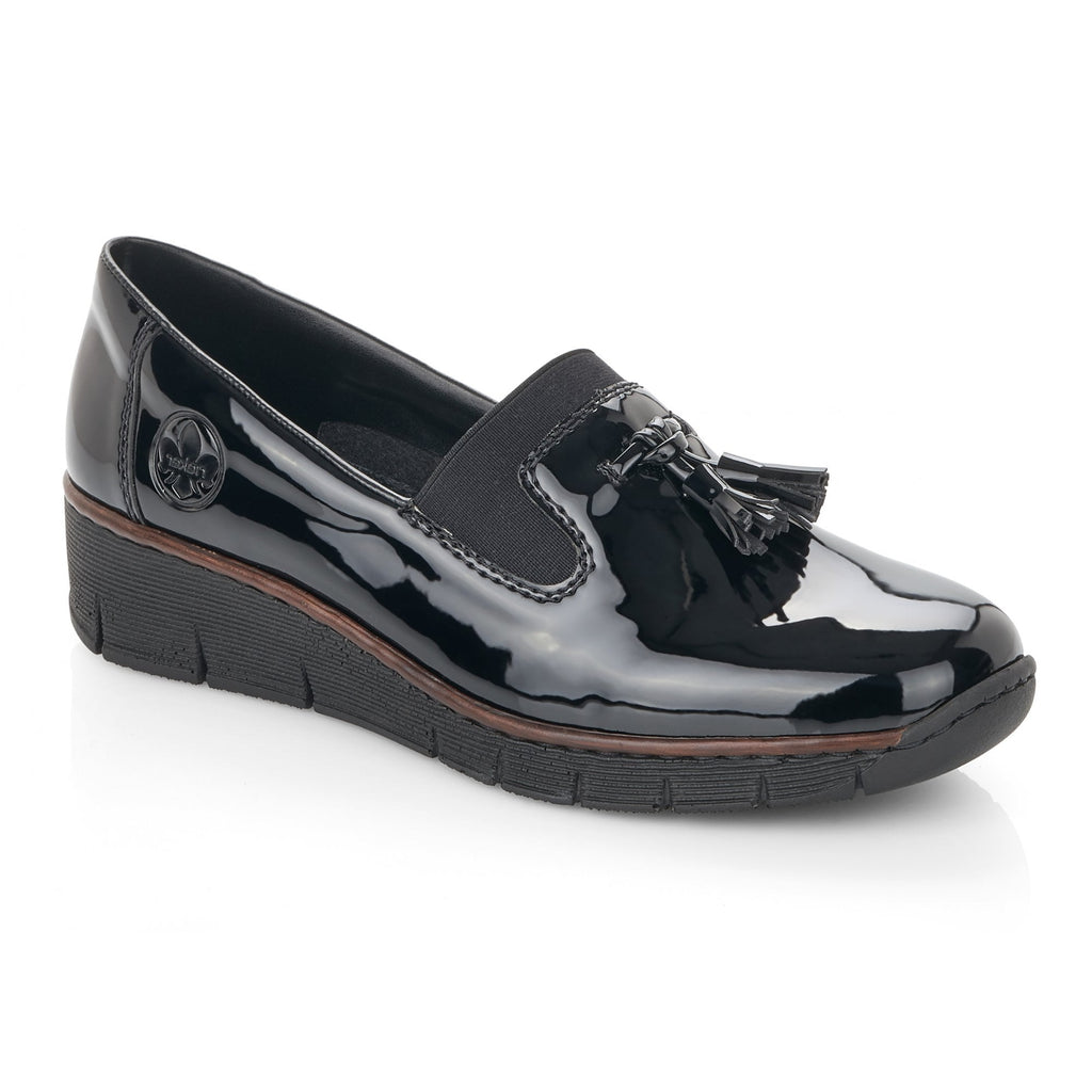 Rieker 53751 Moccasin Shoe - Black Patent - image 001 |ww_colour=black-patent|ww_order=001|