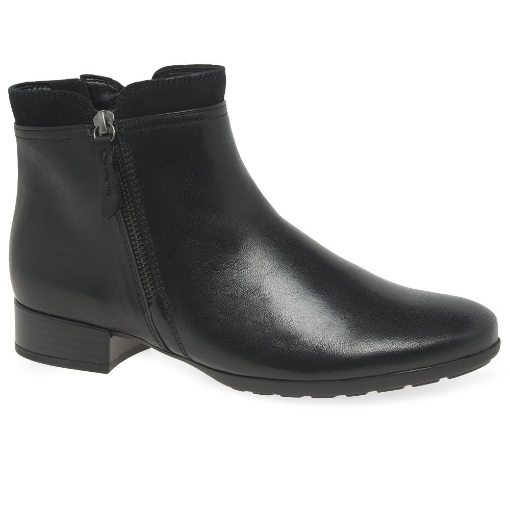 Gabor Zip Up Briano H Fit Ankle Boot - Black Leather - image 001 |ww_colour=black-leather|ww_order=001|