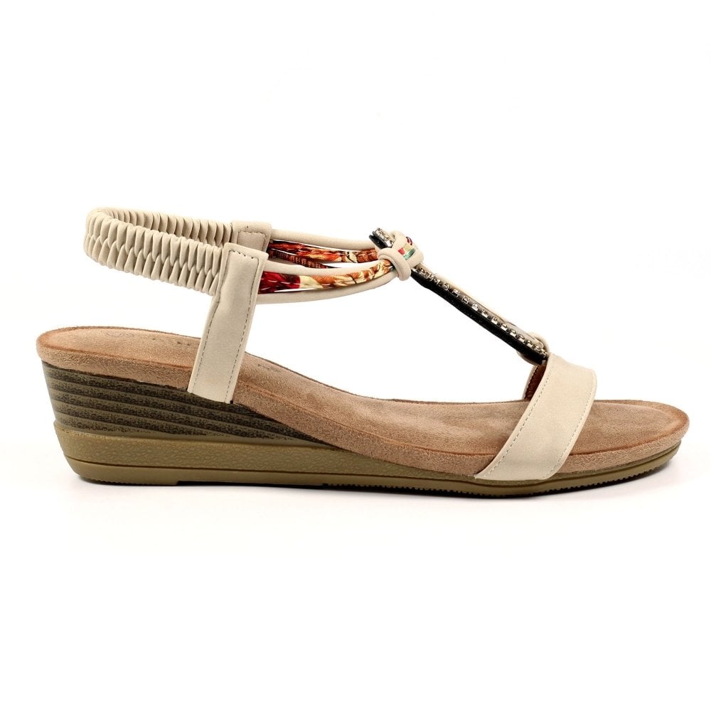 Lunar Genoa Beige Wedge Sandal - Beige - image 002 |ww_colour=beige|ww_order=002|