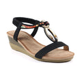 Lunar Genoa Beige Wedge Sandal - Black - image 001 |ww_colour=black|ww_order=001|