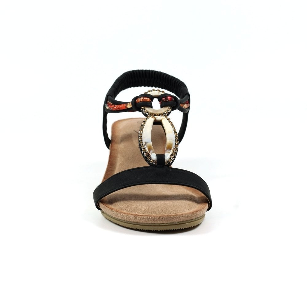 Lunar Genoa Beige Wedge Sandal - Black - image 003 |ww_colour=black|ww_order=003|