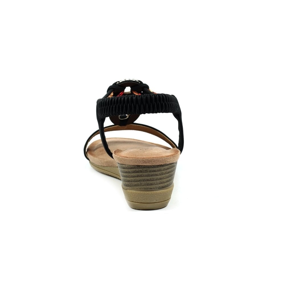 Lunar Genoa Beige Wedge Sandal - Black - image 004 |ww_colour=black|ww_order=004|