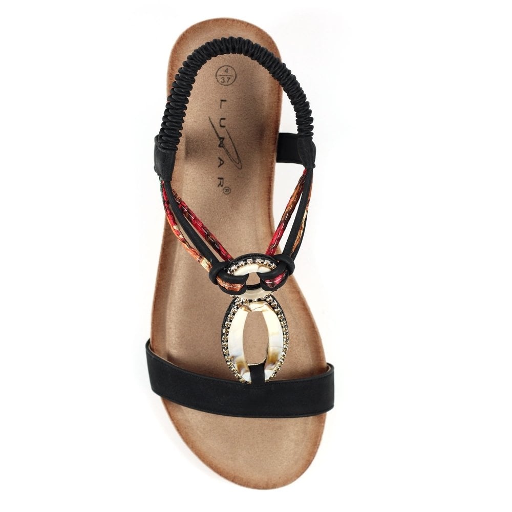 Lunar Genoa Beige Wedge Sandal - Black - image 005 |ww_colour=black|ww_order=005|